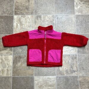 Cat & Jack, Red and Pink Sherpa Fleece Jacket, 12M